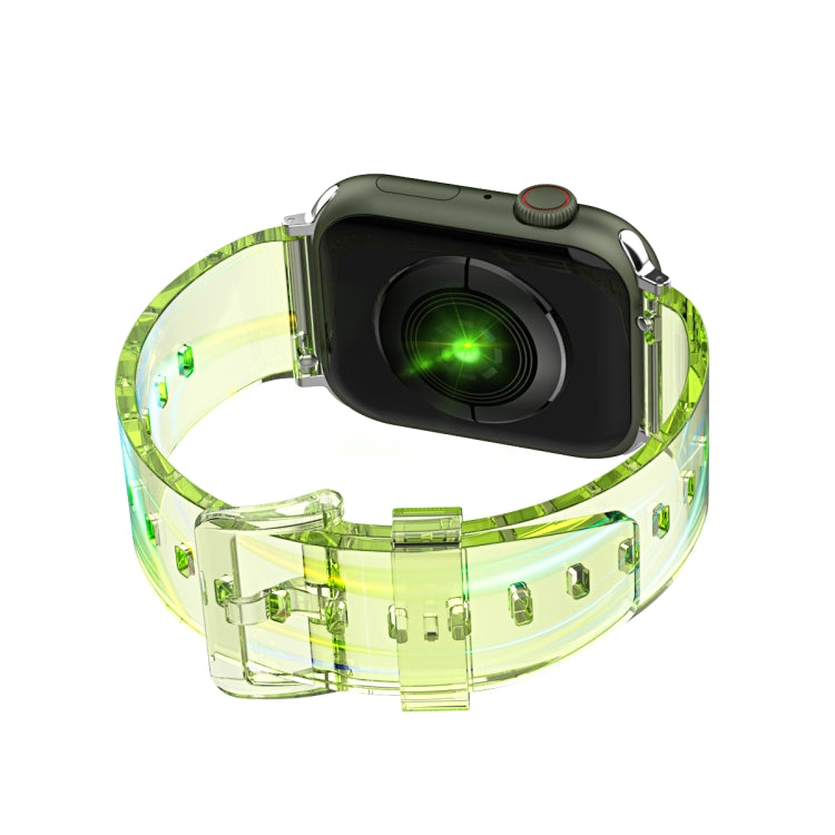 Aurora Transparent Silicone Watch Band For Apple Watch Ultra 49mm&Watch Ultra 2 49mm / Series 9&8&7 45mm / SE 3&SE 2&6&SE&5&4 44mm / 3&2&1 42mm(Green) by bashfashion