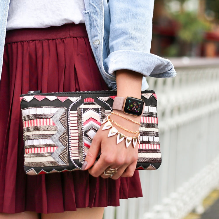 Polyester Nylon Watch Band For Apple Watch Ultra 49mm&Watch Ultra 2 49mm / Series 9&8&7 45mm / SE 3&SE 2&6&SE&5&4 44mm / 3&2&1 42mm(Pink Sand) by bashfashion