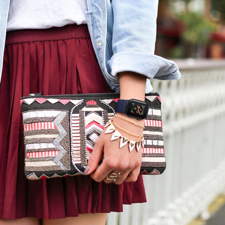 Polyester Nylon Watch Band For Apple Watch Ultra 49mm&Watch Ultra 2 49mm / Series 9&8&7 45mm / SE 3&SE 2&6&SE&5&4 44mm / 3&2&1 42mm(Midnight Blue) by bashfashion