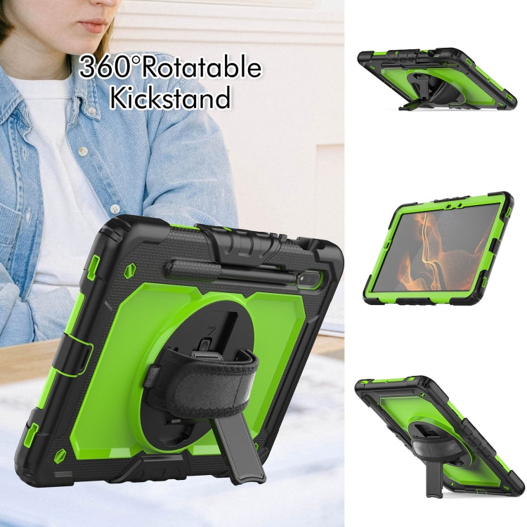 For Samsung Galaxy Tab S8 11 inch SM-X700 Silicone + PC Tablet Case(Black+Yellow Green) by bashfashion