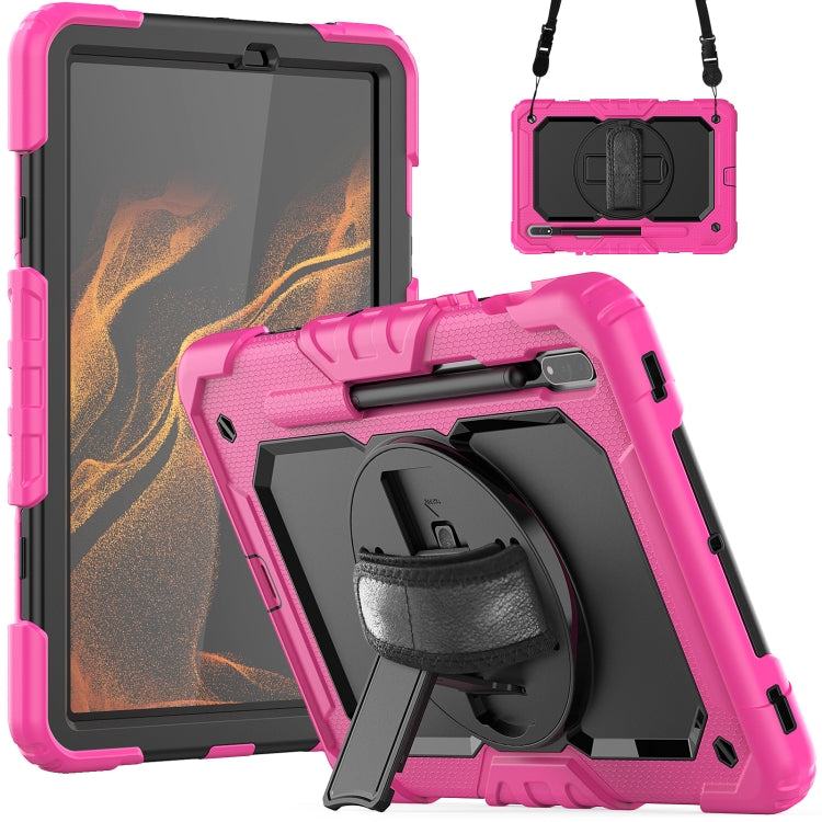 For Samsung Galaxy Tab S8 11 inch SM-X700 Silicone + PC Tablet Case(Rose Red+Black) by bashfashion