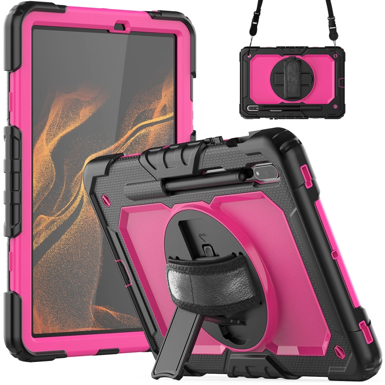For Samsung Galaxy Tab S8 11 inch SM-X700 Silicone + PC Tablet Case(Black+Rose Red) by bashfashion
