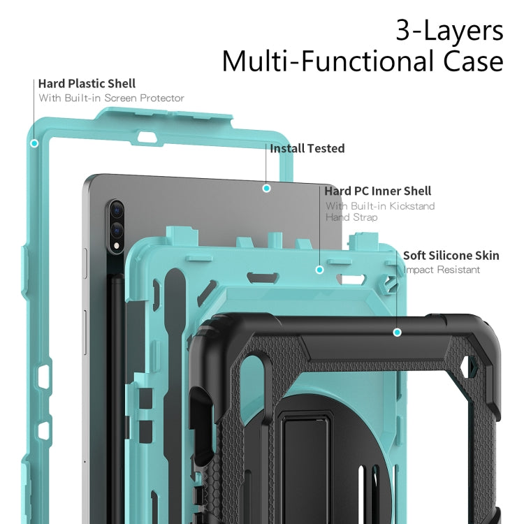 For Samsung Galaxy Tab S8 11 inch SM-X700 Silicone + PC Tablet Case(Black+Light Blue) by bashfashion