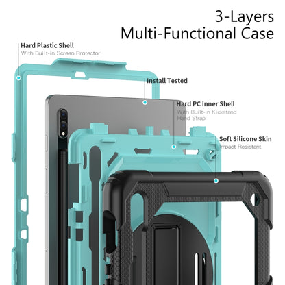 For Samsung Galaxy Tab S8 11 inch SM-X700 Silicone + PC Tablet Case(Black+Light Blue) by bashfashion