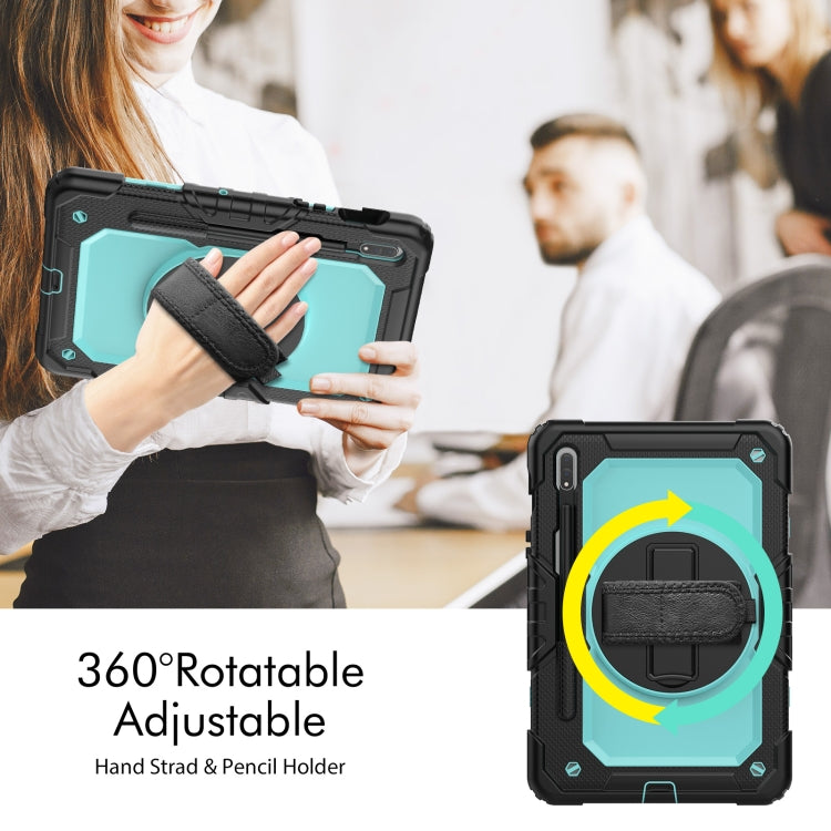 For Samsung Galaxy Tab S8 11 inch SM-X700 Silicone + PC Tablet Case(Black+Light Blue) by bashfashion