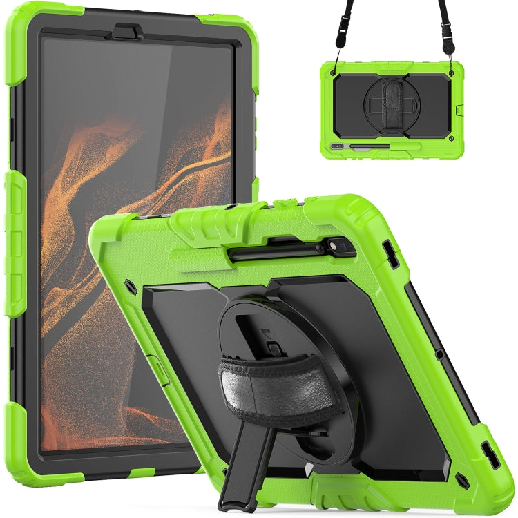 For Samsung Galaxy Tab S8+ 12.4 inch SM-X800 Silicone + PC Tablet Case(Yellow Green+Black) by bashfashion