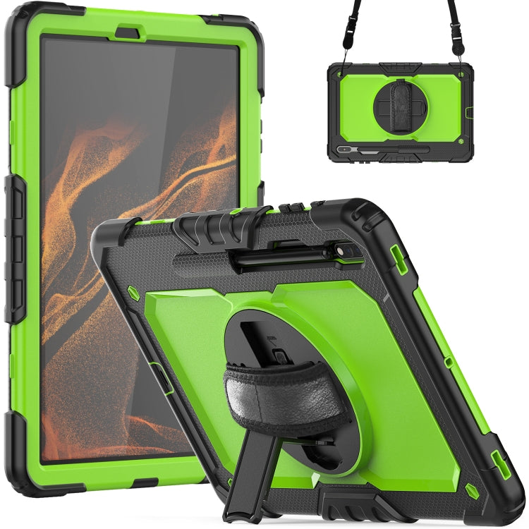 For Samsung Galaxy Tab S8+ 12.4 inch SM-X800 Silicone + PC Tablet Case(Black+Yellow Green) by bashfashion