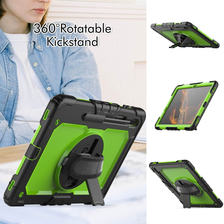 For Samsung Galaxy Tab S8+ 12.4 inch SM-X800 Silicone + PC Tablet Case(Black+Yellow Green) by bashfashion
