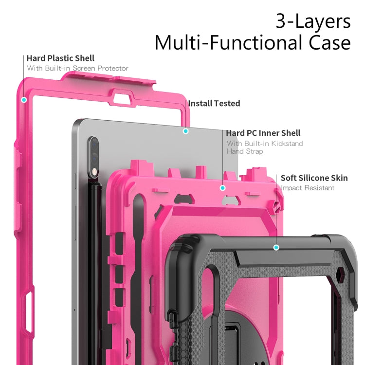 For Samsung Galaxy Tab S8+ 12.4 inch SM-X800 Silicone + PC Tablet Case(Black+Rose Red) by bashfashion