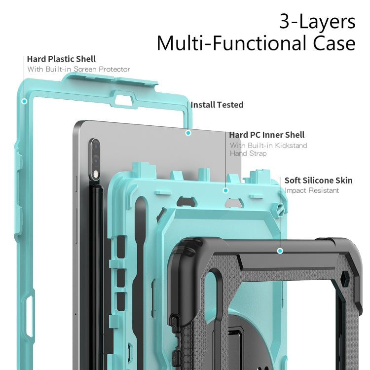 For Samsung Galaxy Tab S8+ 12.4 inch SM-X800 Silicone + PC Tablet Case(Black+Light Blue) by bashfashion