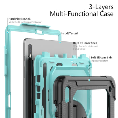 For Samsung Galaxy Tab S8+ 12.4 inch SM-X800 Silicone + PC Tablet Case(Black+Light Blue) by bashfashion