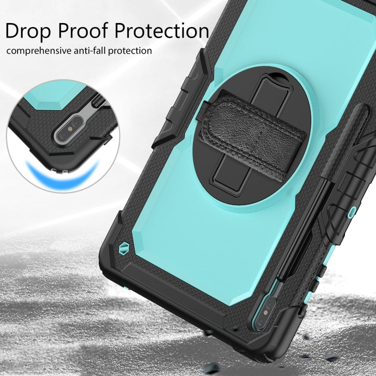 For Samsung Galaxy Tab S8+ 12.4 inch SM-X800 Silicone + PC Tablet Case(Black+Light Blue) by bashfashion