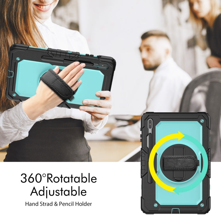 For Samsung Galaxy Tab S8+ 12.4 inch SM-X800 Silicone + PC Tablet Case(Black+Light Blue) by bashfashion