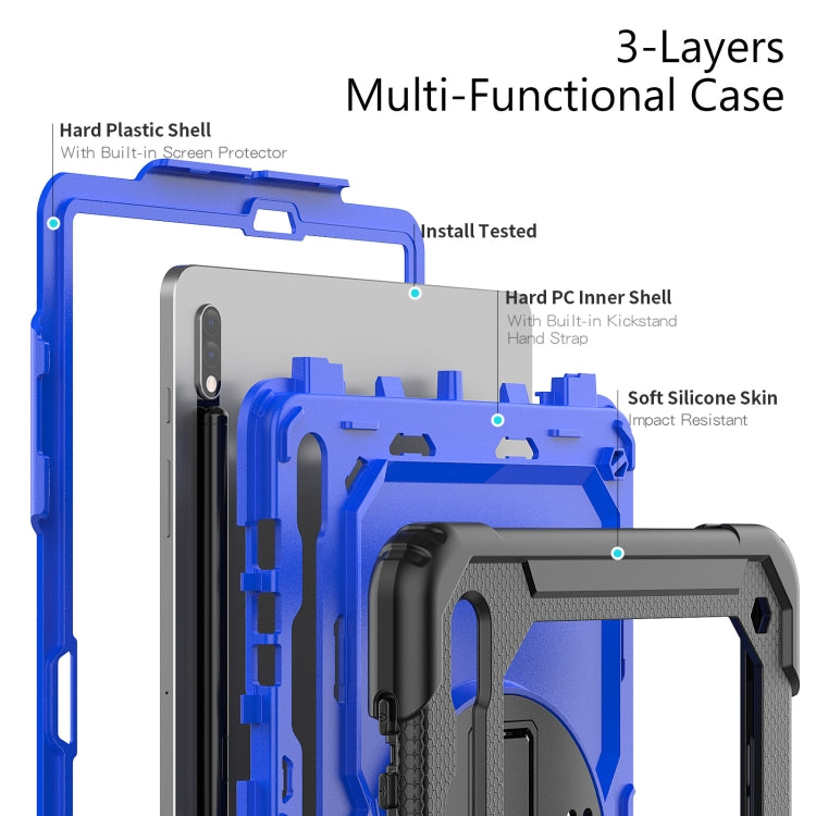 For Samsung Galaxy Tab S8+ 12.4 inch SM-X800 Silicone + PC Tablet Case(Black+Dark Blue) by bashfashion