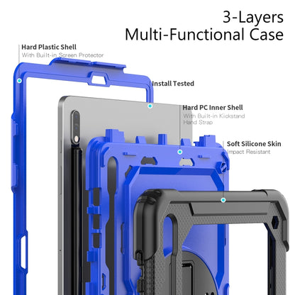 For Samsung Galaxy Tab S8+ 12.4 inch SM-X800 Silicone + PC Tablet Case(Black+Dark Blue) by bashfashion