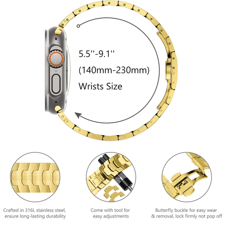 Steel Watch Band For Apple Watch Series 9&8&7 41mm / SE 3&SE 2&6&SE&5&4 40mm / 3&2&1 38mm(Gold) by bashfashion