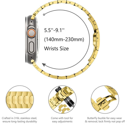 Steel Watch Band For Apple Watch Series 9&8&7 41mm / SE 3&SE 2&6&SE&5&4 40mm / 3&2&1 38mm(Gold) by bashfashion