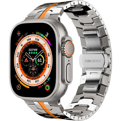 Steel Watch Band For Apple Watch Series 9&8&7 41mm / SE 3&SE 2&6&SE&5&4 40mm / 3&2&1 38mm(Titanium Orange) by bashfashion