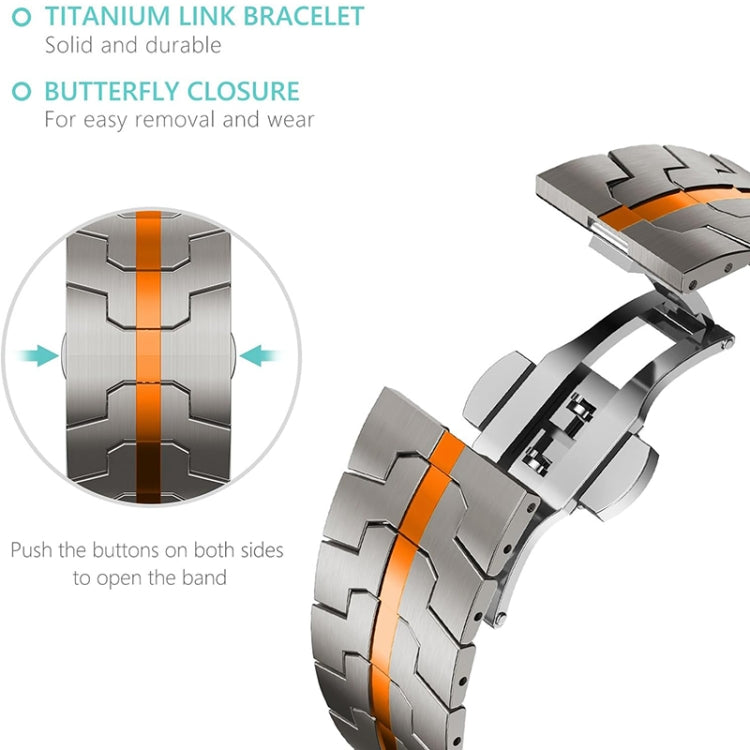 Steel Watch Band For Apple Watch Series 9&8&7 41mm / SE 3&SE 2&6&SE&5&4 40mm / 3&2&1 38mm(Titanium Orange) by bashfashion