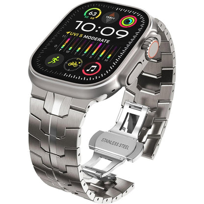 Steel Watch Band For Apple Watch Series 9&8&7 41mm / SE 3&SE 2&6&SE&5&4 40mm / 3&2&1 38mm(Titanium) by bashfashion