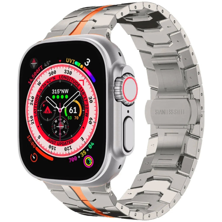Steel Watch Band For Apple Watch Series 9&8&7 41mm / SE 3&SE 2&6&SE&5&4 40mm / 3&2&1 38mm(Silver Orange) by bashfashion