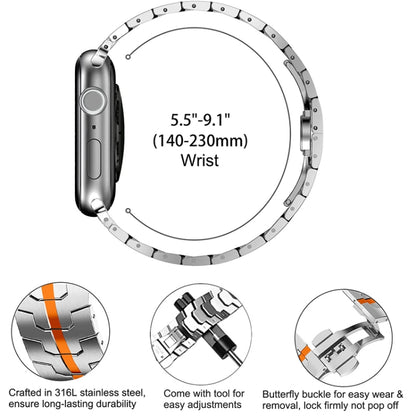 Steel Watch Band For Apple Watch Series 9&8&7 41mm / SE 3&SE 2&6&SE&5&4 40mm / 3&2&1 38mm(Silver Orange) by bashfashion