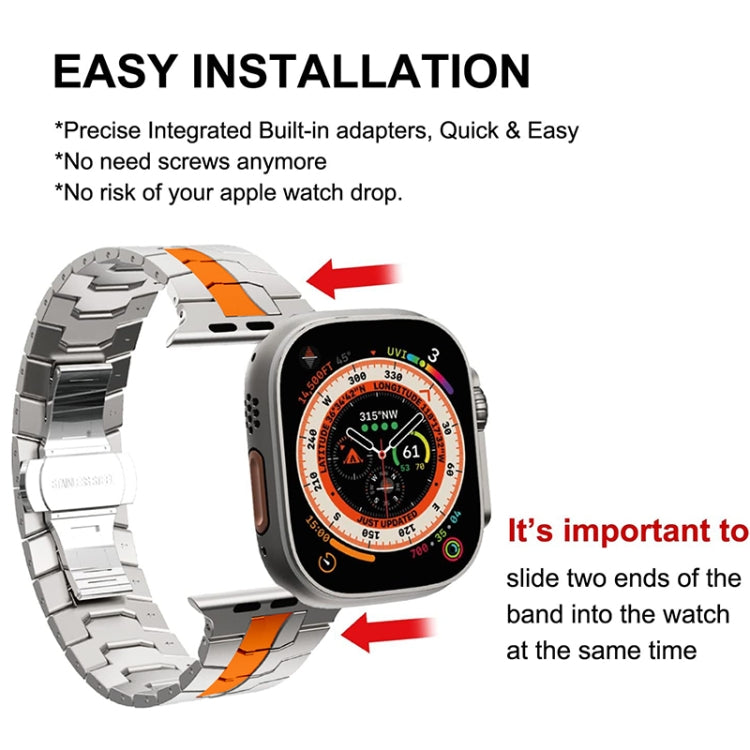 Steel Watch Band For Apple Watch Series 9&8&7 41mm / SE 3&SE 2&6&SE&5&4 40mm / 3&2&1 38mm(Silver Orange) by bashfashion