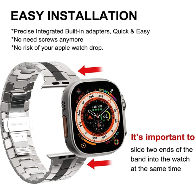 Steel Watch Band For Apple Watch Series 9&8&7 41mm / SE 3&SE 2&6&SE&5&4 40mm / 3&2&1 38mm(Silver Black) by bashfashion