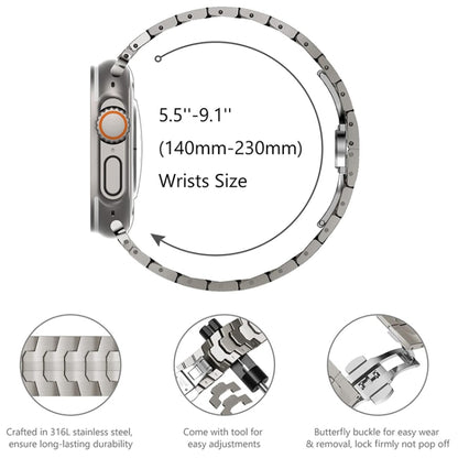 Steel Watch Band For Apple Watch Ultra 49mm&Watch Ultra 2 49mm / Series 9&8&7 45mm / SE 3&SE 2&6&SE&5&4 44mm / 3&2&1 42mm(Titanium) by bashfashion