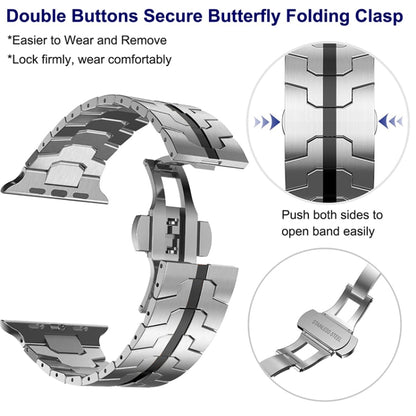 Steel Watch Band For Apple Watch Ultra 49mm&Watch Ultra 2 49mm / Series 9&8&7 45mm / SE 3&SE 2&6&SE&5&4 44mm / 3&2&1 42mm(Silver Black) by bashfashion