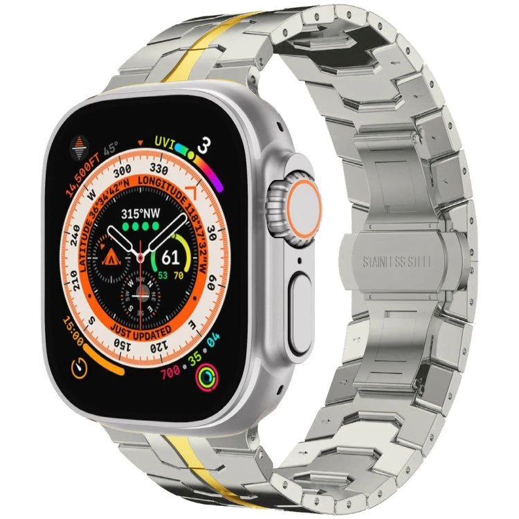 Steel Watch Band For Apple Watch Ultra 49mm&Watch Ultra 2 49mm / Series 9&8&7 45mm / SE 3&SE 2&6&SE&5&4 44mm / 3&2&1 42mm(Silver Gold) by bashfashion