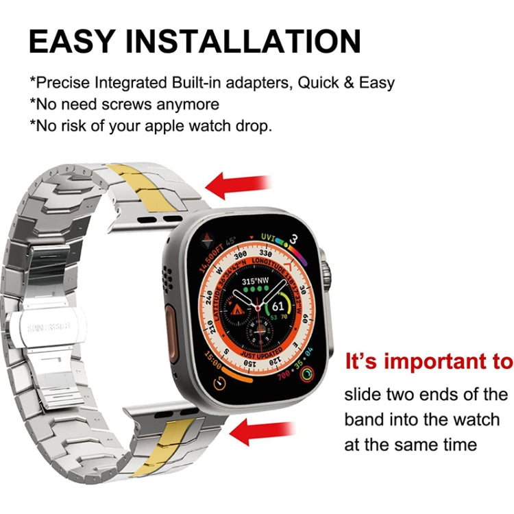 Steel Watch Band For Apple Watch Ultra 49mm&Watch Ultra 2 49mm / Series 9&8&7 45mm / SE 3&SE 2&6&SE&5&4 44mm / 3&2&1 42mm(Silver Gold) by bashfashion