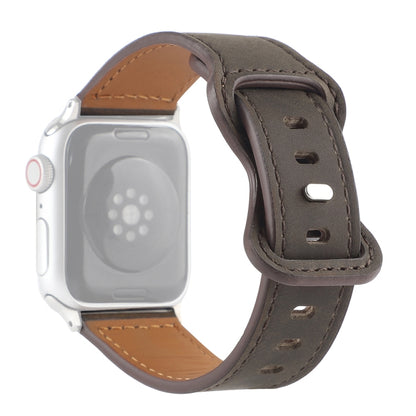 Crazy Horse Leather Butterfly Buckle Watch Band For Apple Watch Ultra 49mm&Watch Ultra 2 49mm / Series 9&8&7 45mm / SE 3&SE 2&6&SE&5&4 44mm / 3&2&1 42mm(Coffee) by bashfashion