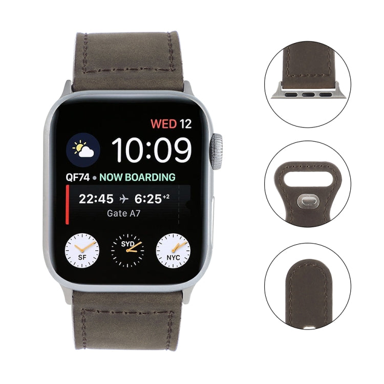 Crazy Horse Leather Butterfly Buckle Watch Band For Apple Watch Ultra 49mm&Watch Ultra 2 49mm / Series 9&8&7 45mm / SE 3&SE 2&6&SE&5&4 44mm / 3&2&1 42mm(Coffee) by bashfashion