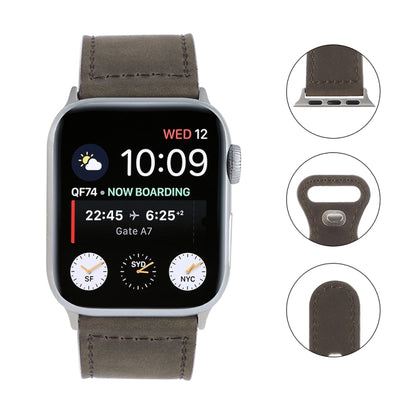 Crazy Horse Leather Butterfly Buckle Watch Band For Apple Watch Ultra 49mm&Watch Ultra 2 49mm / Series 9&8&7 45mm / SE 3&SE 2&6&SE&5&4 44mm / 3&2&1 42mm(Coffee) by bashfashion