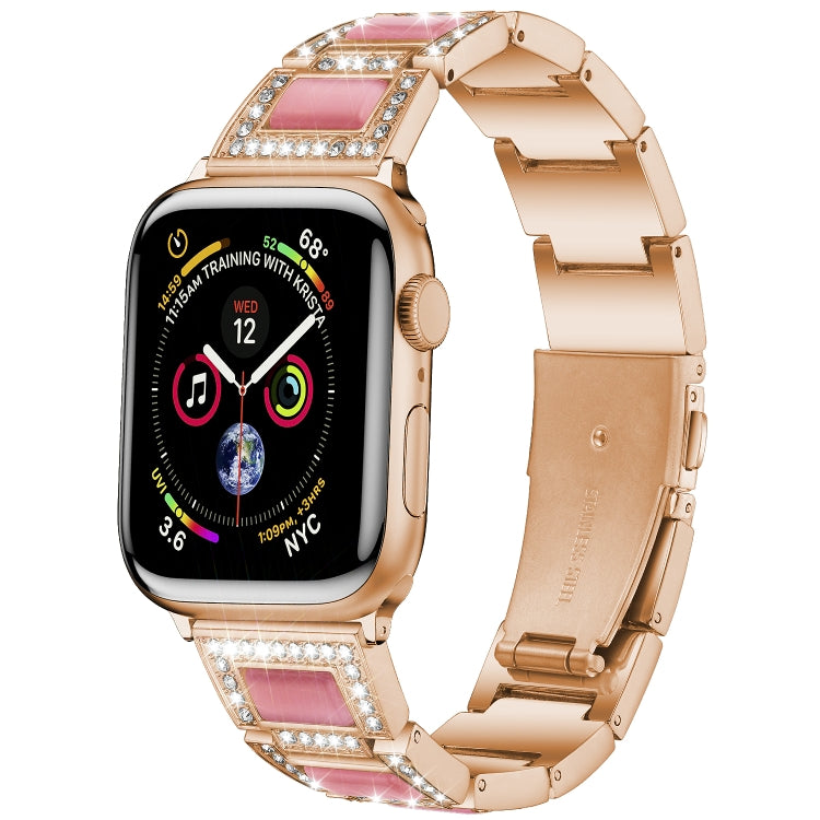 22mm Metal Opal Watch Band For Apple Watch Series 9&8&7 41mm / SE 3&SE 2&6&SE&5&4 40mm / 3&2&1 38mm(Rose Gold+Pink) by bashfashion