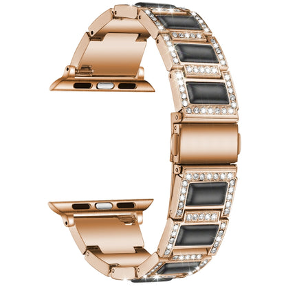 22mm Metal Opal Watch Band For Apple Watch Series 9&8&7 41mm / SE 3&SE 2&6&SE&5&4 40mm / 3&2&1 38mm(Rose Gold+Black) by bashfashion