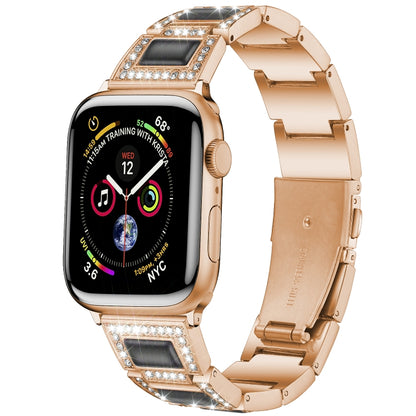 22mm Metal Opal Watch Band For Apple Watch Series 9&8&7 41mm / SE 3&SE 2&6&SE&5&4 40mm / 3&2&1 38mm(Rose Gold+Black) by bashfashion