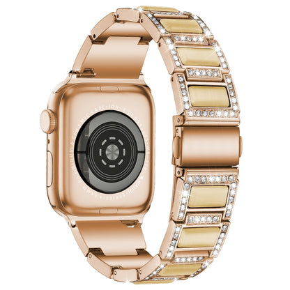 22mm Metal Opal Watch Band For Apple Watch Series 9&8&7 41mm / SE 3&SE 2&6&SE&5&4 40mm / 3&2&1 38mm(Rose Gold+Yellow) by bashfashion