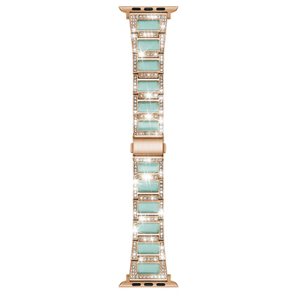 22mm Metal Opal Watch Band For Apple Watch Series 9&8&7 41mm / SE 3&SE 2&6&SE&5&4 40mm / 3&2&1 38mm(Rose Gold+Blue) by bashfashion