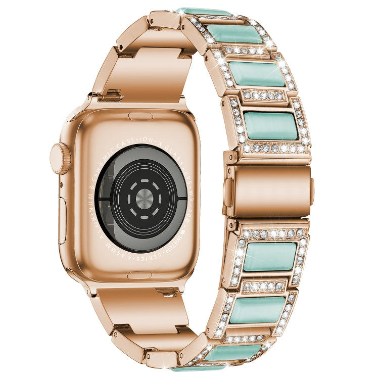 22mm Metal Opal Watch Band For Apple Watch Series 9&8&7 41mm / SE 3&SE 2&6&SE&5&4 40mm / 3&2&1 38mm(Rose Gold+Blue) by bashfashion