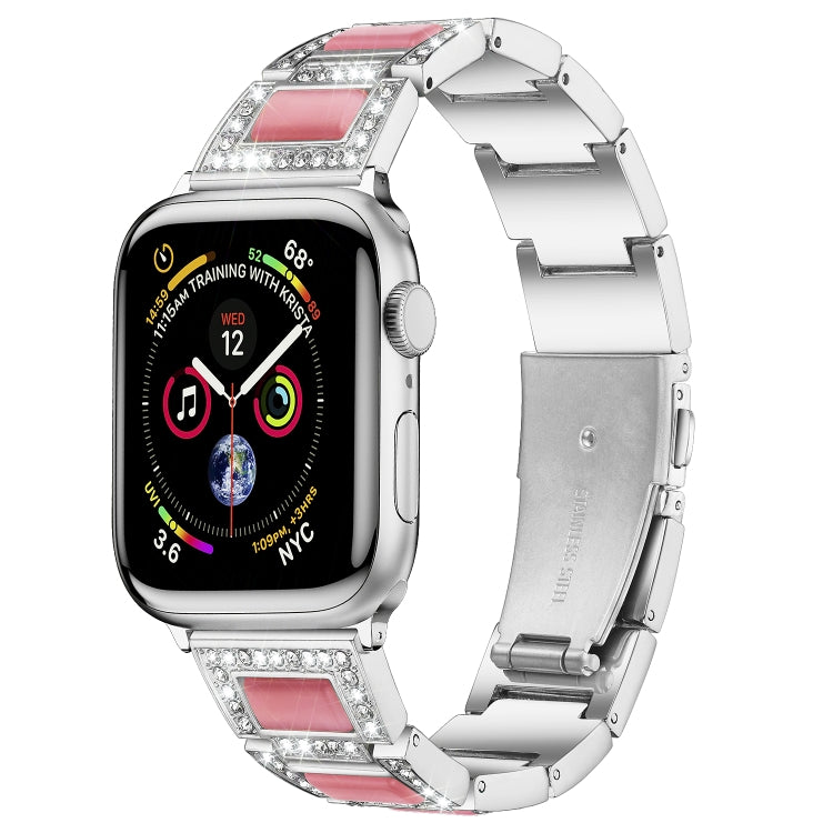 22mm Metal Opal Watch Band For Apple Watch Series 9&8&7 41mm / SE 3&SE 2&6&SE&5&4 40mm / 3&2&1 38mm(Silver Pink) by bashfashion