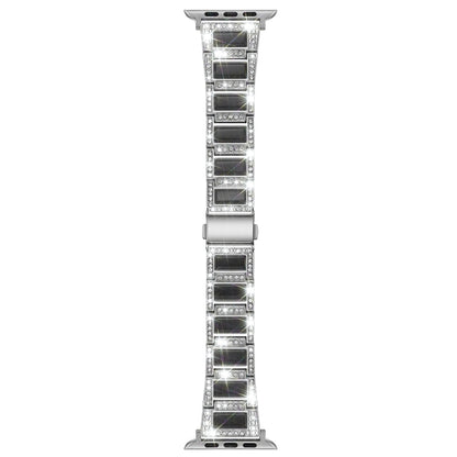 22mm Metal Opal Watch Band For Apple Watch Series 9&8&7 41mm / SE 3&SE 2&6&SE&5&4 40mm / 3&2&1 38mm(Silver Black) by bashfashion