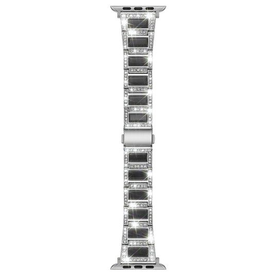 22mm Metal Opal Watch Band For Apple Watch Series 9&8&7 41mm / SE 3&SE 2&6&SE&5&4 40mm / 3&2&1 38mm(Silver Black) by bashfashion
