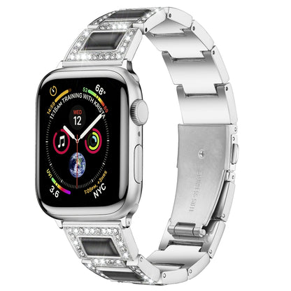 22mm Metal Opal Watch Band For Apple Watch Series 9&8&7 41mm / SE 3&SE 2&6&SE&5&4 40mm / 3&2&1 38mm(Silver Black) by bashfashion