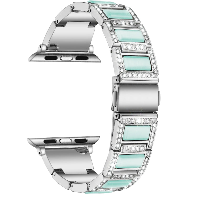 22mm Metal Opal Watch Band For Apple Watch Series 9&8&7 41mm / SE 3&SE 2&6&SE&5&4 40mm / 3&2&1 38mm(Silver Blue) by bashfashion