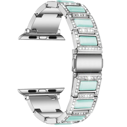 22mm Metal Opal Watch Band For Apple Watch Series 9&8&7 41mm / SE 3&SE 2&6&SE&5&4 40mm / 3&2&1 38mm(Silver Blue) by bashfashion