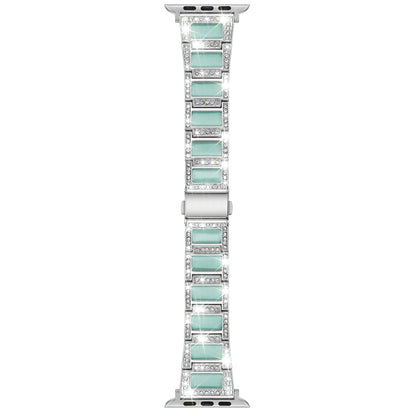 22mm Metal Opal Watch Band For Apple Watch Series 9&8&7 41mm / SE 3&SE 2&6&SE&5&4 40mm / 3&2&1 38mm(Silver Blue) by bashfashion