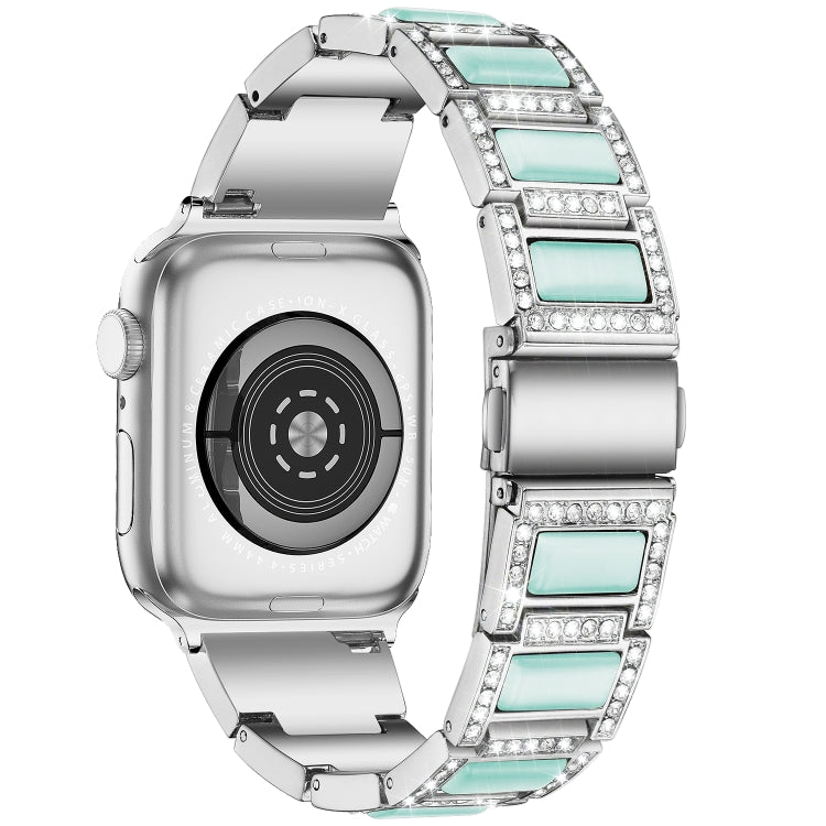22mm Metal Opal Watch Band For Apple Watch Series 9&8&7 41mm / SE 3&SE 2&6&SE&5&4 40mm / 3&2&1 38mm(Silver Blue) by bashfashion