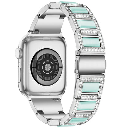 22mm Metal Opal Watch Band For Apple Watch Series 9&8&7 41mm / SE 3&SE 2&6&SE&5&4 40mm / 3&2&1 38mm(Silver Blue) by bashfashion